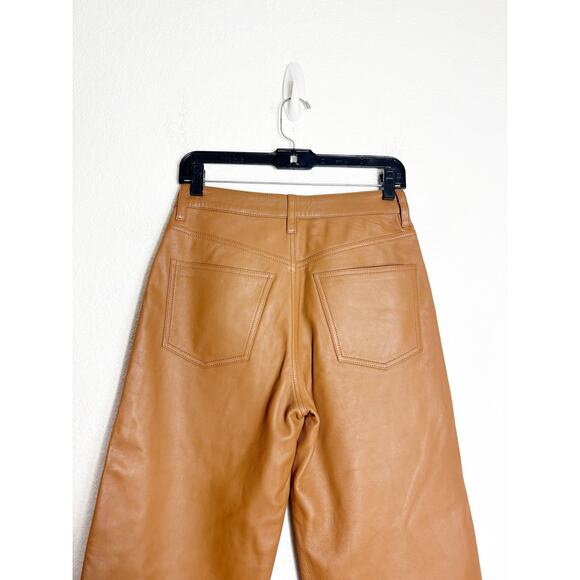 Citizens Of Humanity Calista Curve Leather Pants Size 26 Camel Barrel Leg - Picture 13 of 15